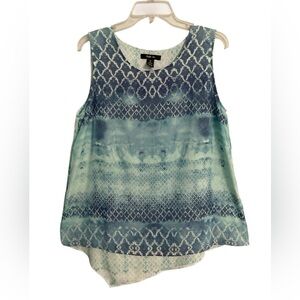 Style & Co sleeveless flowy tunic blue teal white Size M